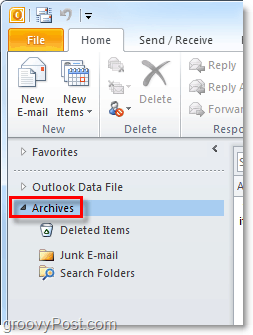 how to access archived emails from Outlook 2010