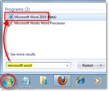 launch microsoft word 2010 in windows 7