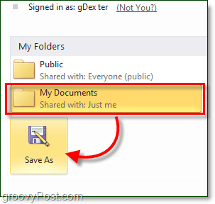 select a windows live skydrive folder