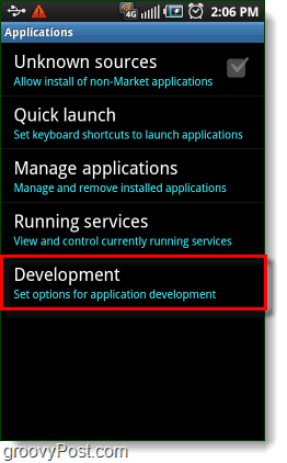 Android Development Applications Settings