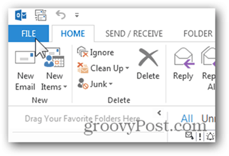 Add Mailbox Outlook 2013 - Click File