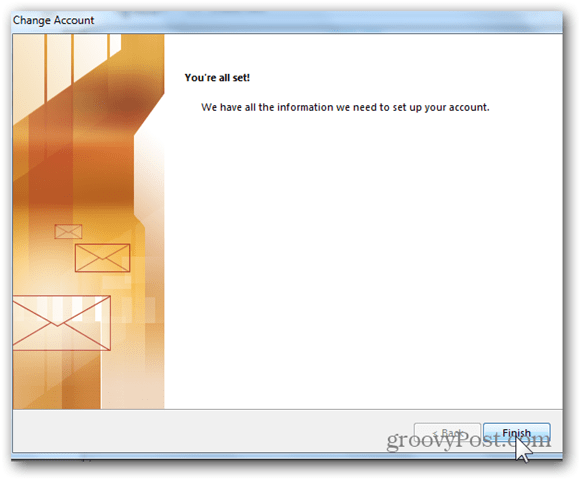 Add Mailbox Outlook 2013 - Click Finish