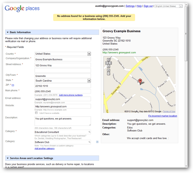 create a new google maps local listing